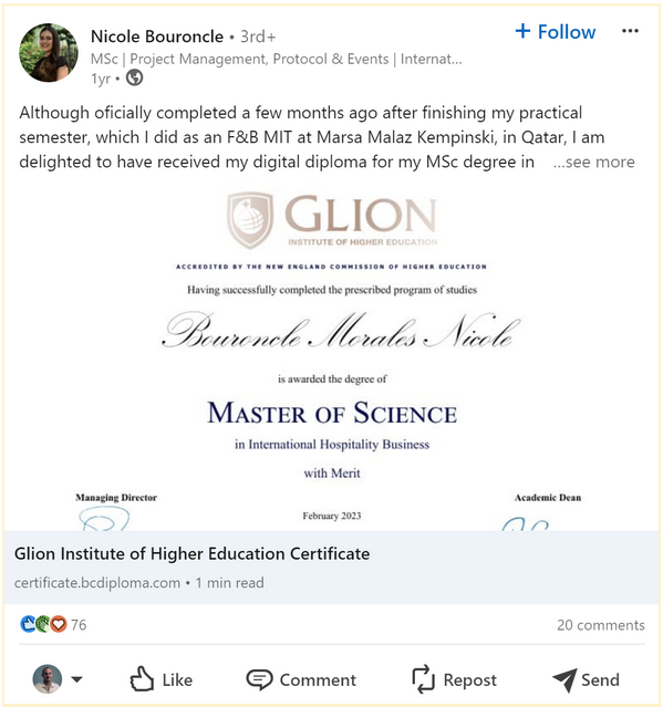 Glion Post Linkedin